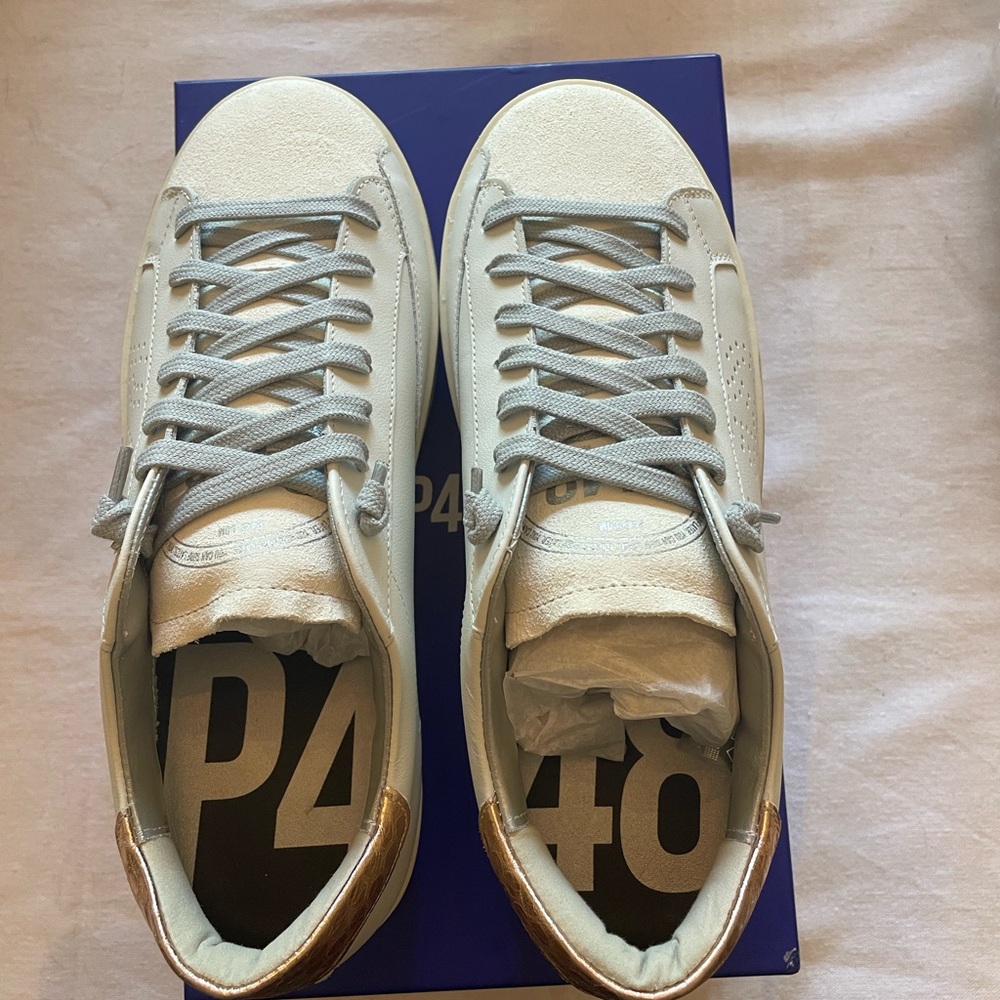 P448 Women’s Cream Sneakers (Champagne colored heel)